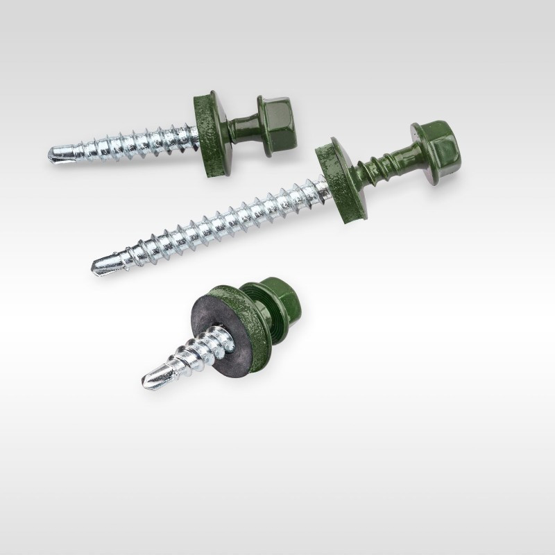 Self-drilling screws for wood 4.8x20 EPDM RAL 6020, 250 pcs/box