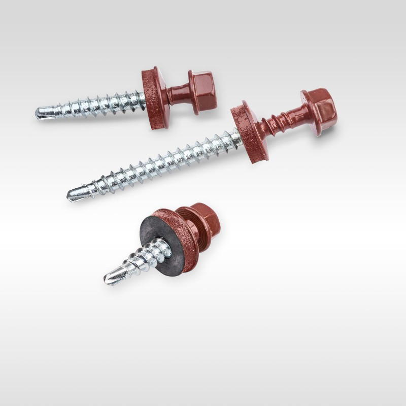 Self-drilling screws for metal 4.8x35 EPDM RAL 3009, 250 pcs/box